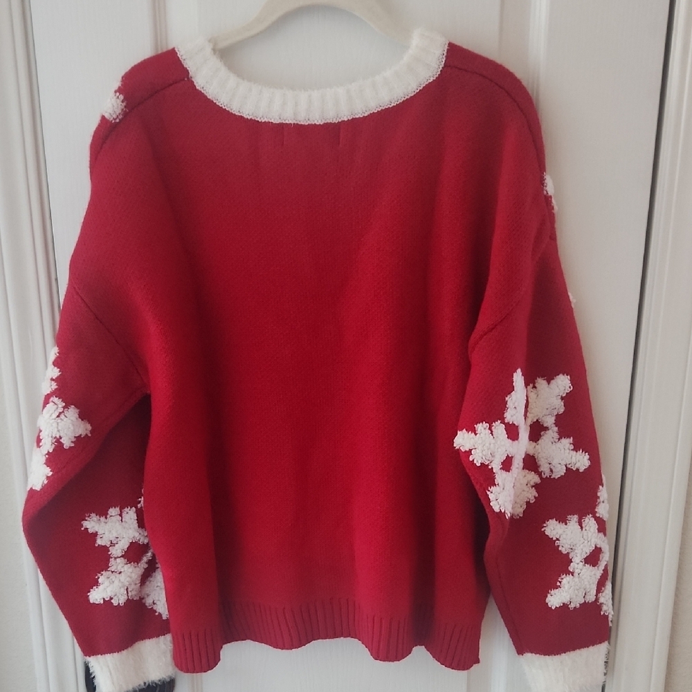 33 Degrees Red and White‎ Snowflake Women's Sweater, Size Large - Picture 5 of 8